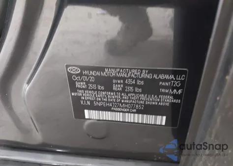 2021 Hyundai Sonata Limited z USA, uszkodzony, nr VIN 5NPEH4J27MH077852